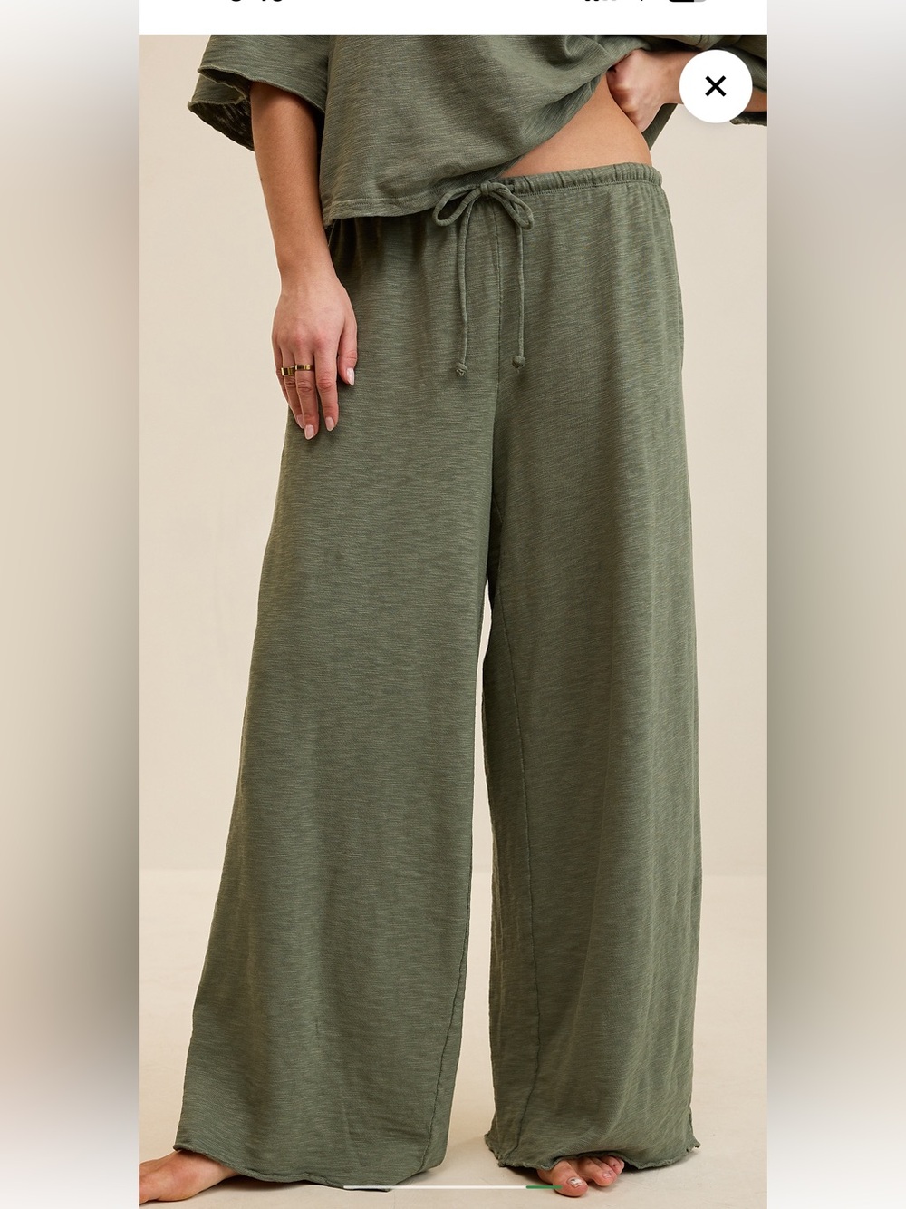 Aerie Olive Wide-Leg Drawstring Lounge Pants